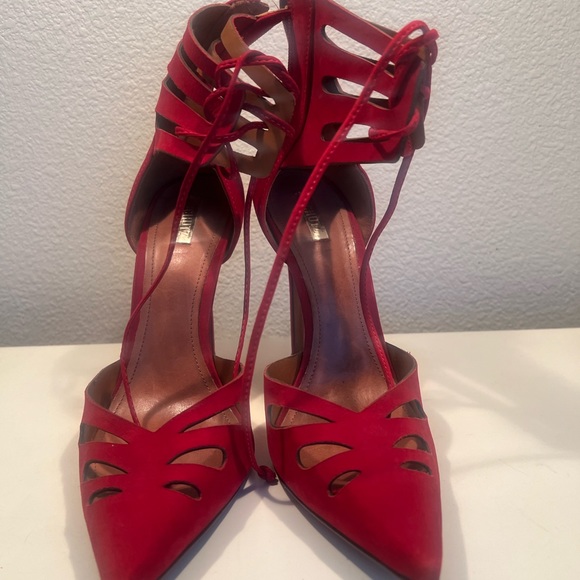 Shultz Red Suede Pumps, size 9.5B - Picture 3 of 9